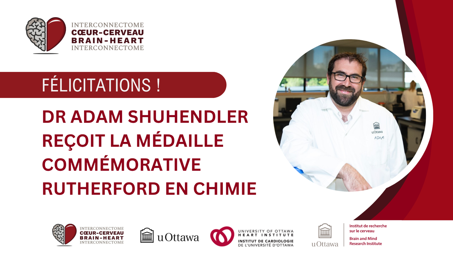 Dr Adam Shuhendler reçoit la médaille commémorative Rutherford en chimie