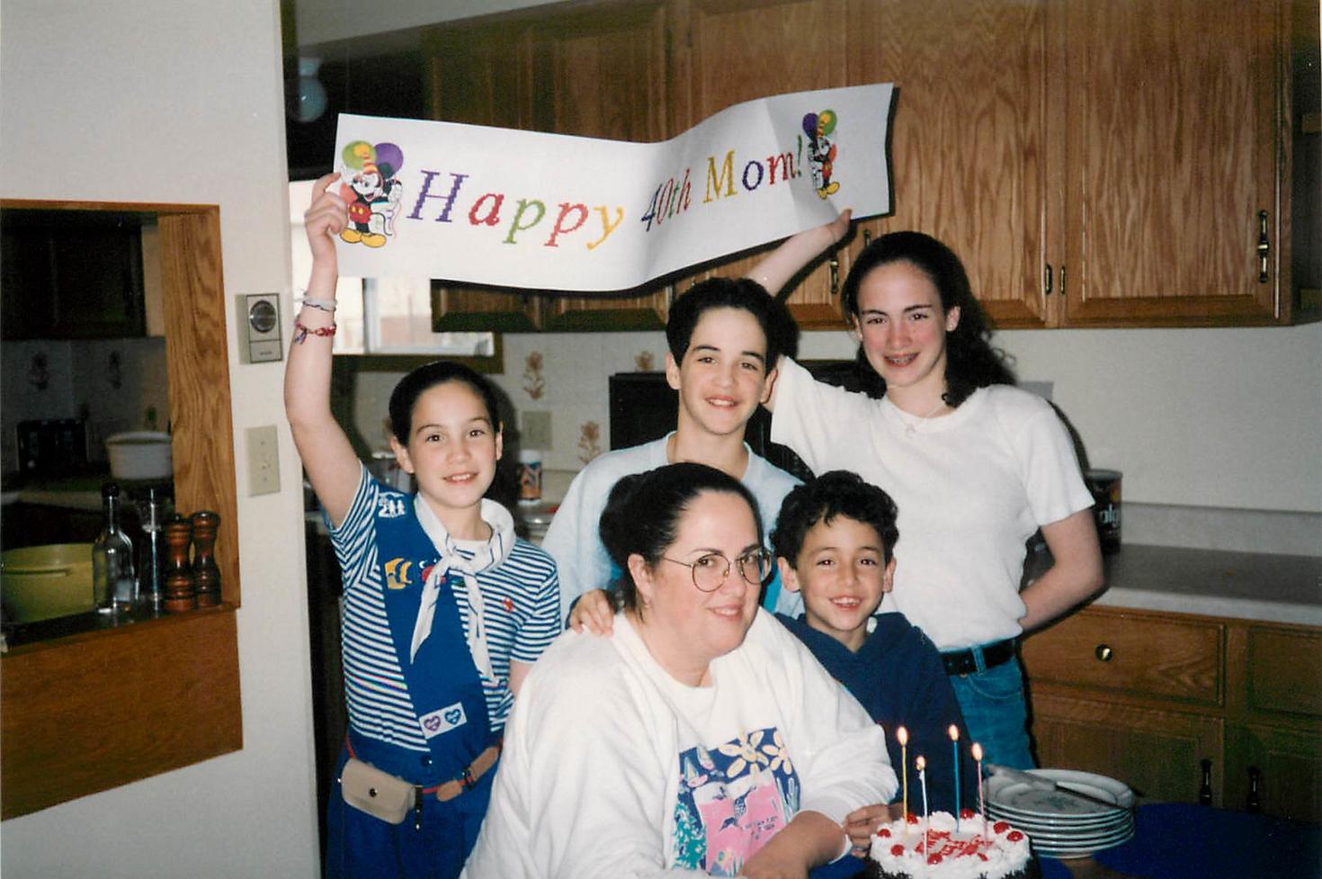 Jocelyne celebrating her 40th birthday surrounded by her beloved children.