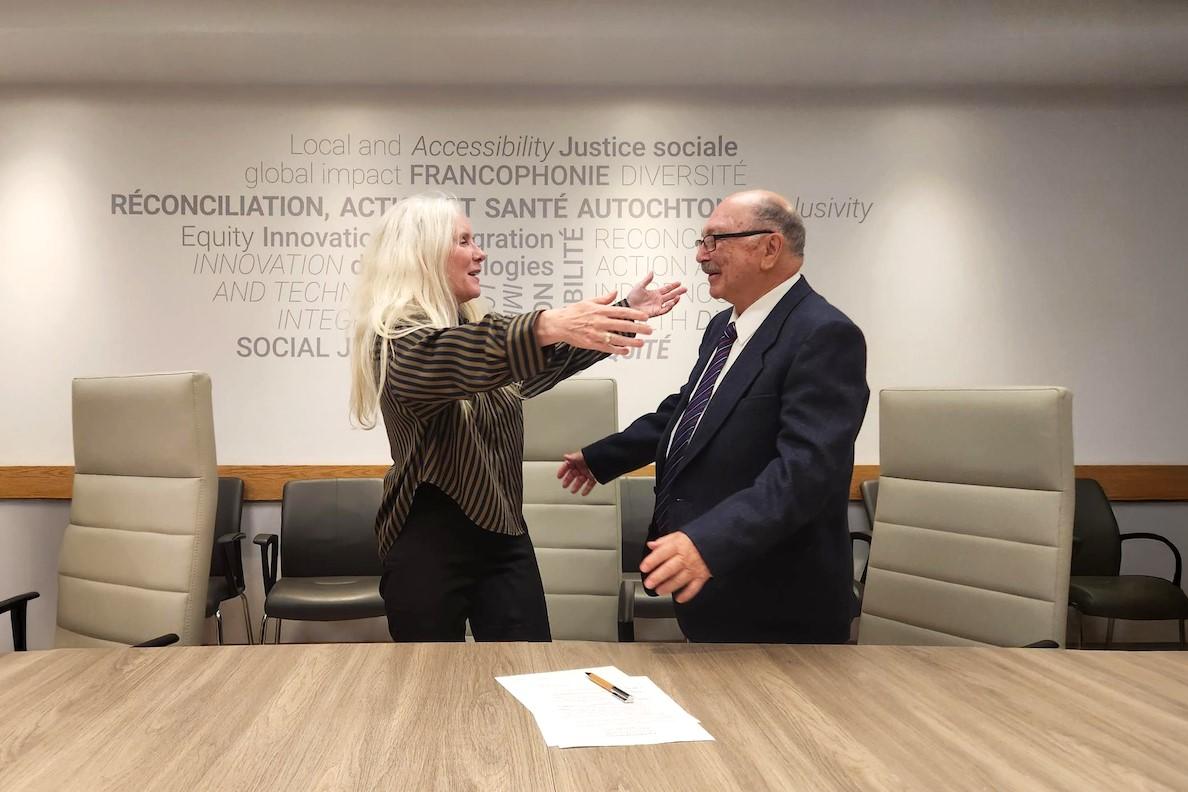 Dr. Jean Anawati and Interim Dean Dr. Melissa Forgie celebrating the creation of the Anawati Family Scholarship.