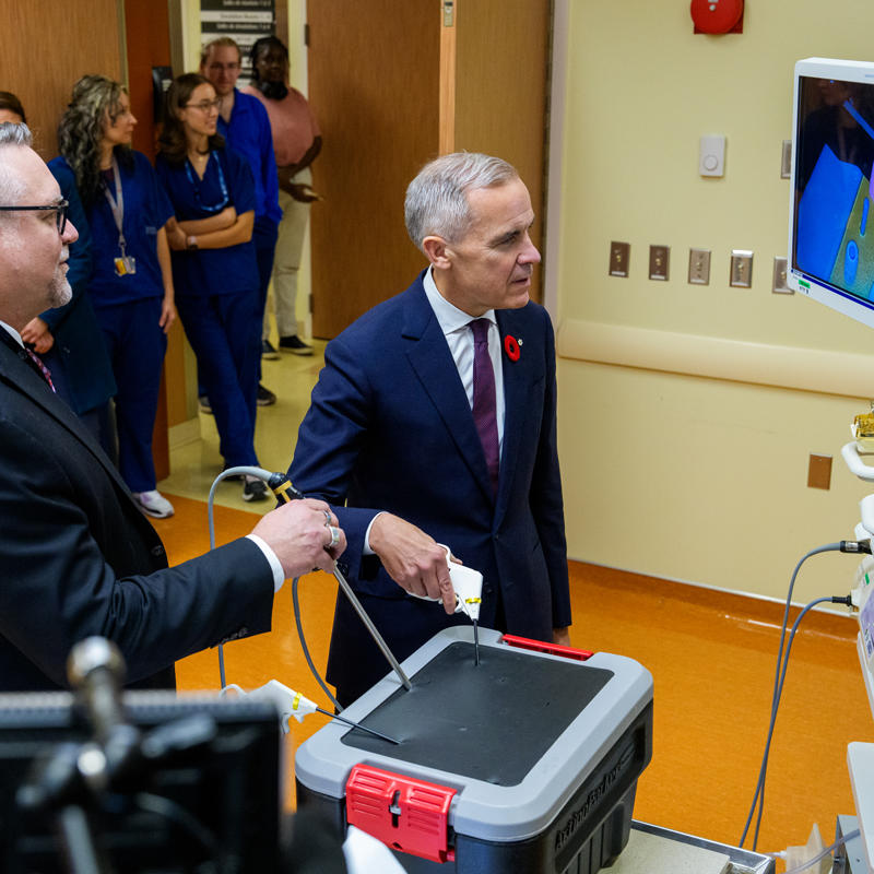 Carney doing medical simulation