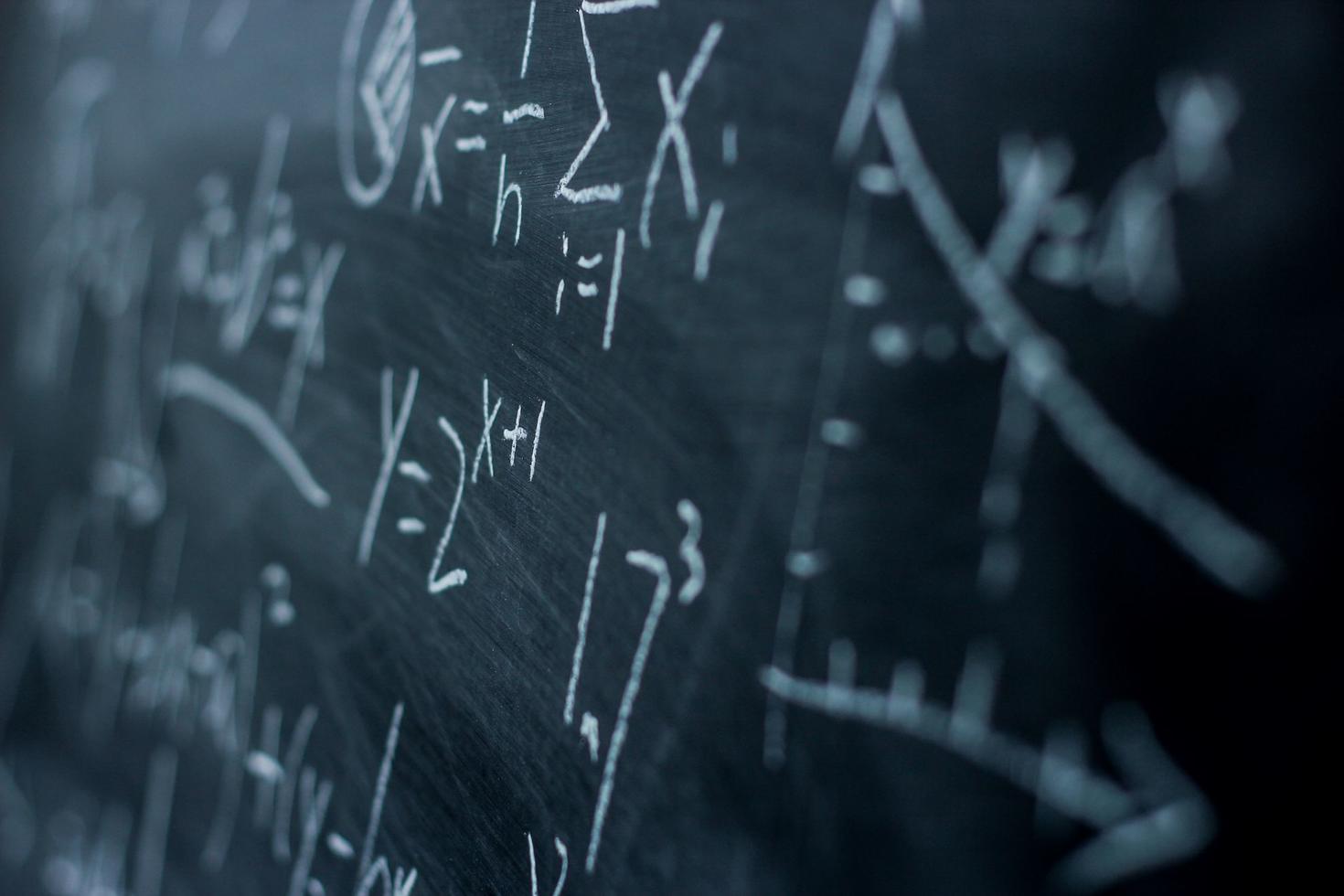 Mathematical equations on a blackboard