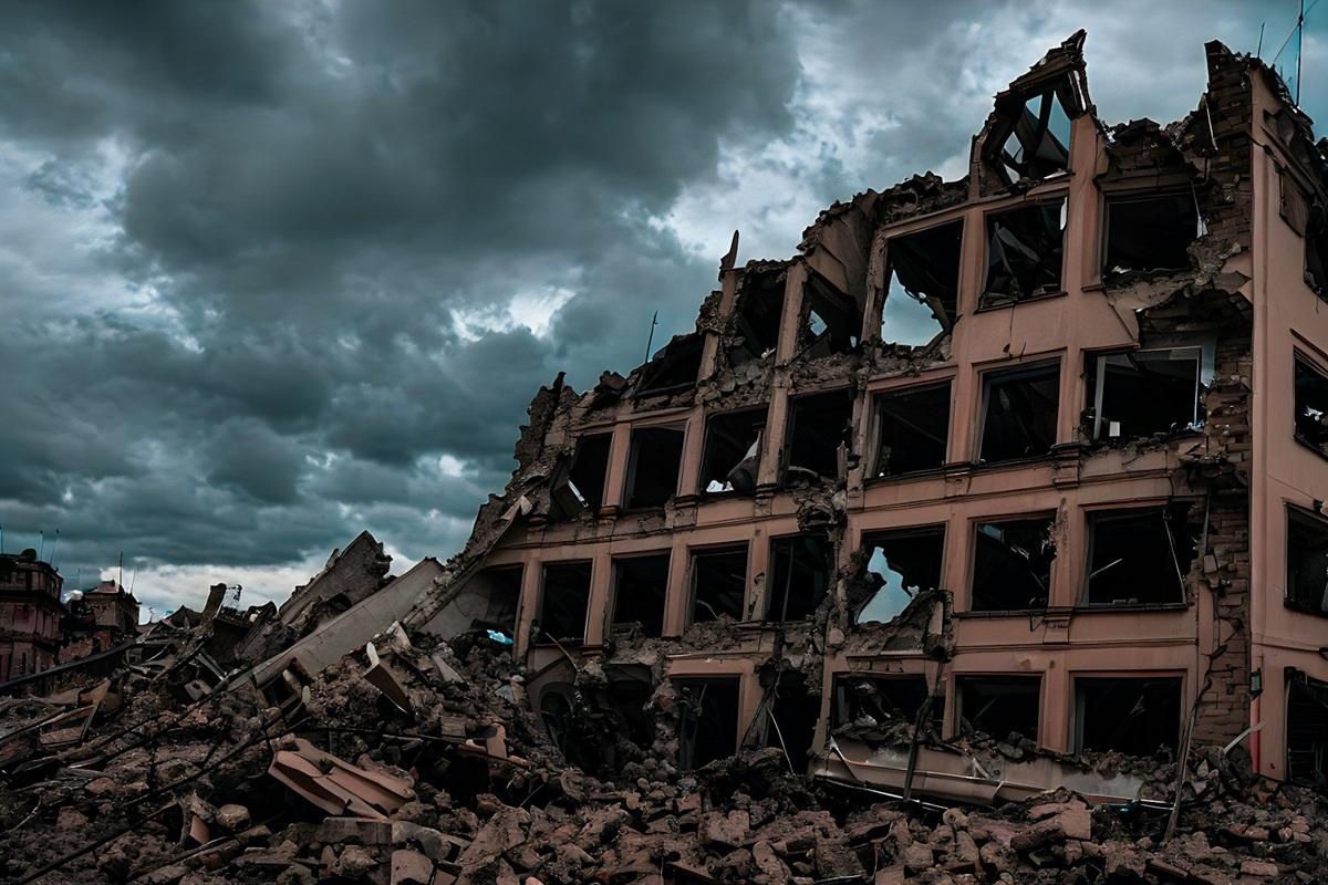 Ruins of a building in Ukraine