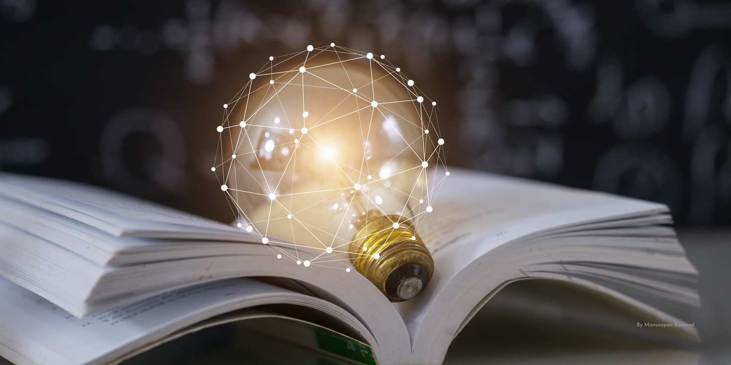 Open book and light bulb