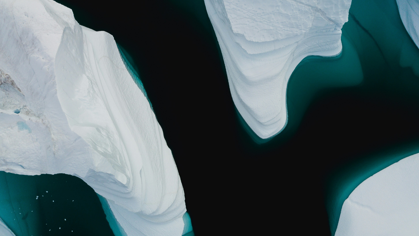 Aerial (drone) view of Arctic Icebergs