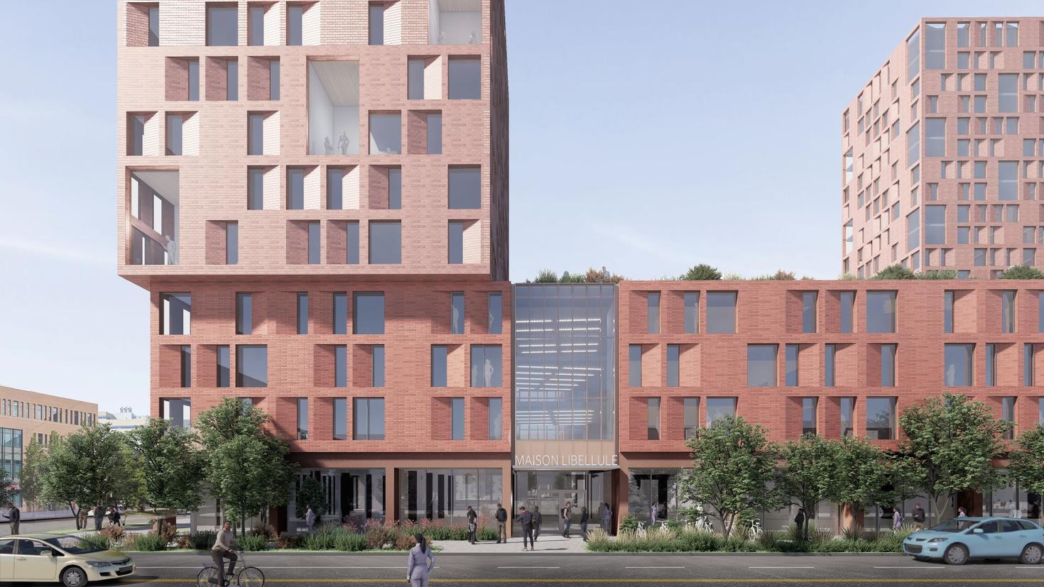 An artist’s rendering of what new uOttawa residence buildings will look like from King Edward Avenue when the Brooks Complex is redeveloped.