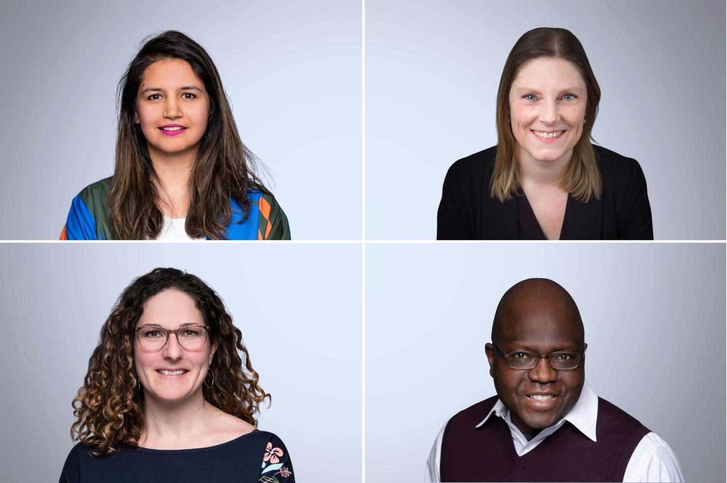 En haut : Minahil Asim, Isabelle Bourgeois. En bas : Marie-Hélène Brunet, Jacques Touré