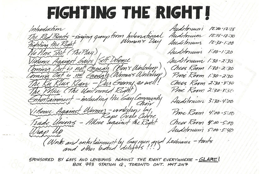 GLARE, tract « Fighting the Right! » (Combattre la droite !)