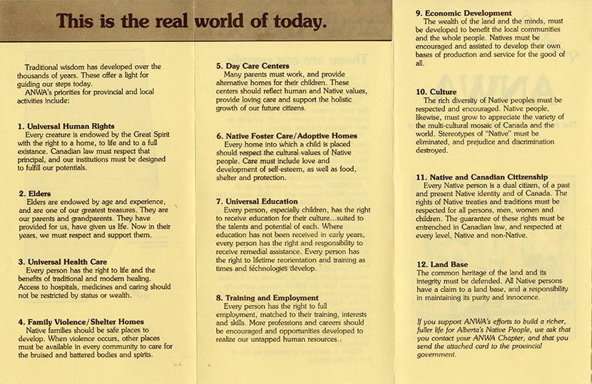 Brochure for the Alberta Native Women’s Association