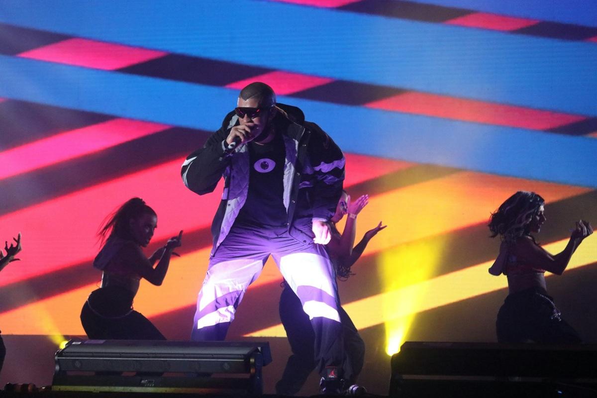 Bad Bunny performing on stage