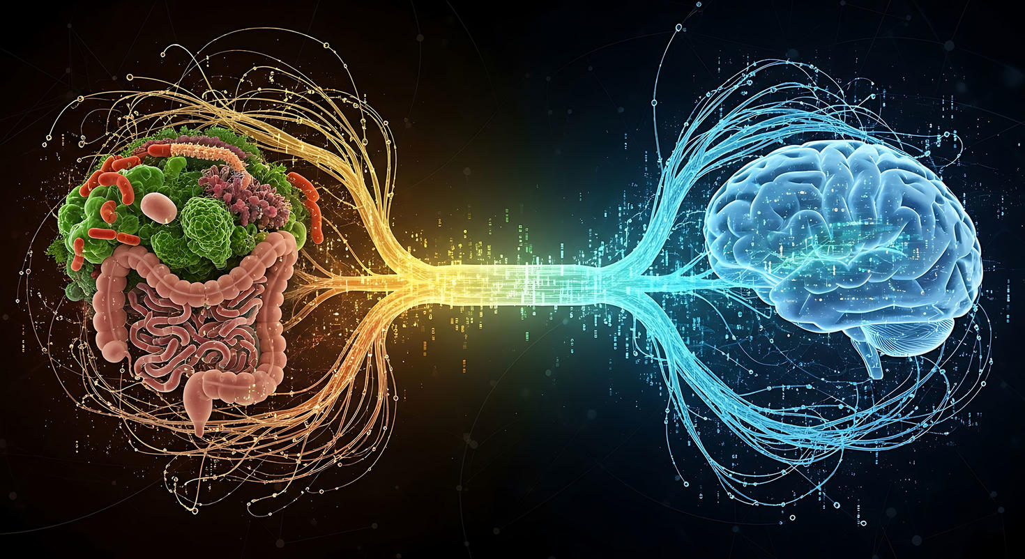Illustration de la connexion entre l'intestin et le cerveau