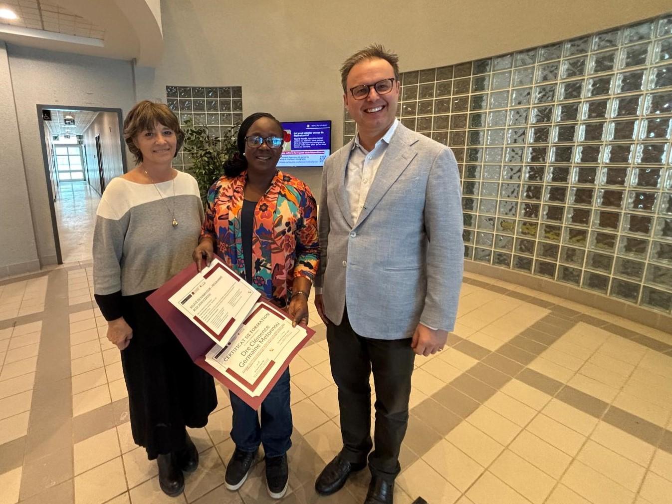 Clemence with certificate