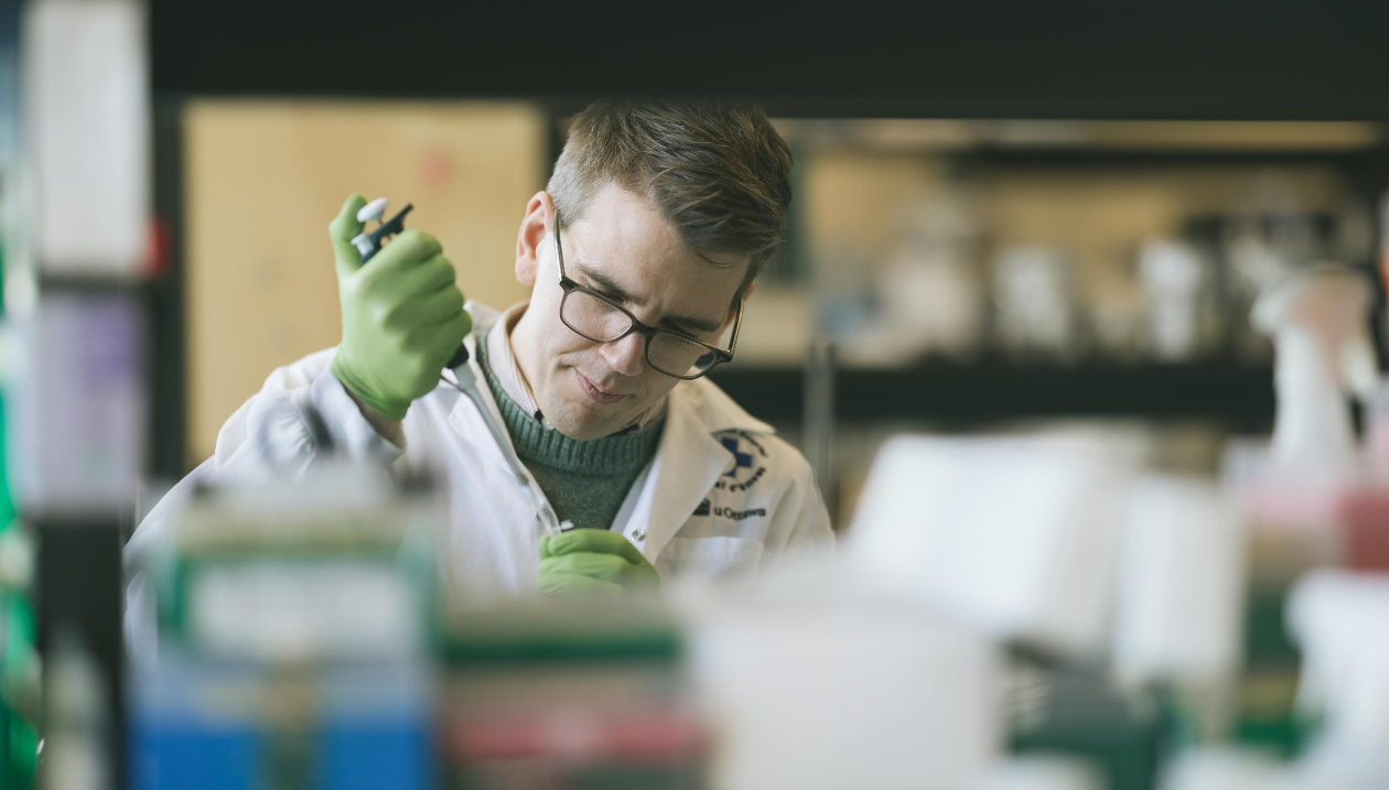 Professor David Cook working in the lab