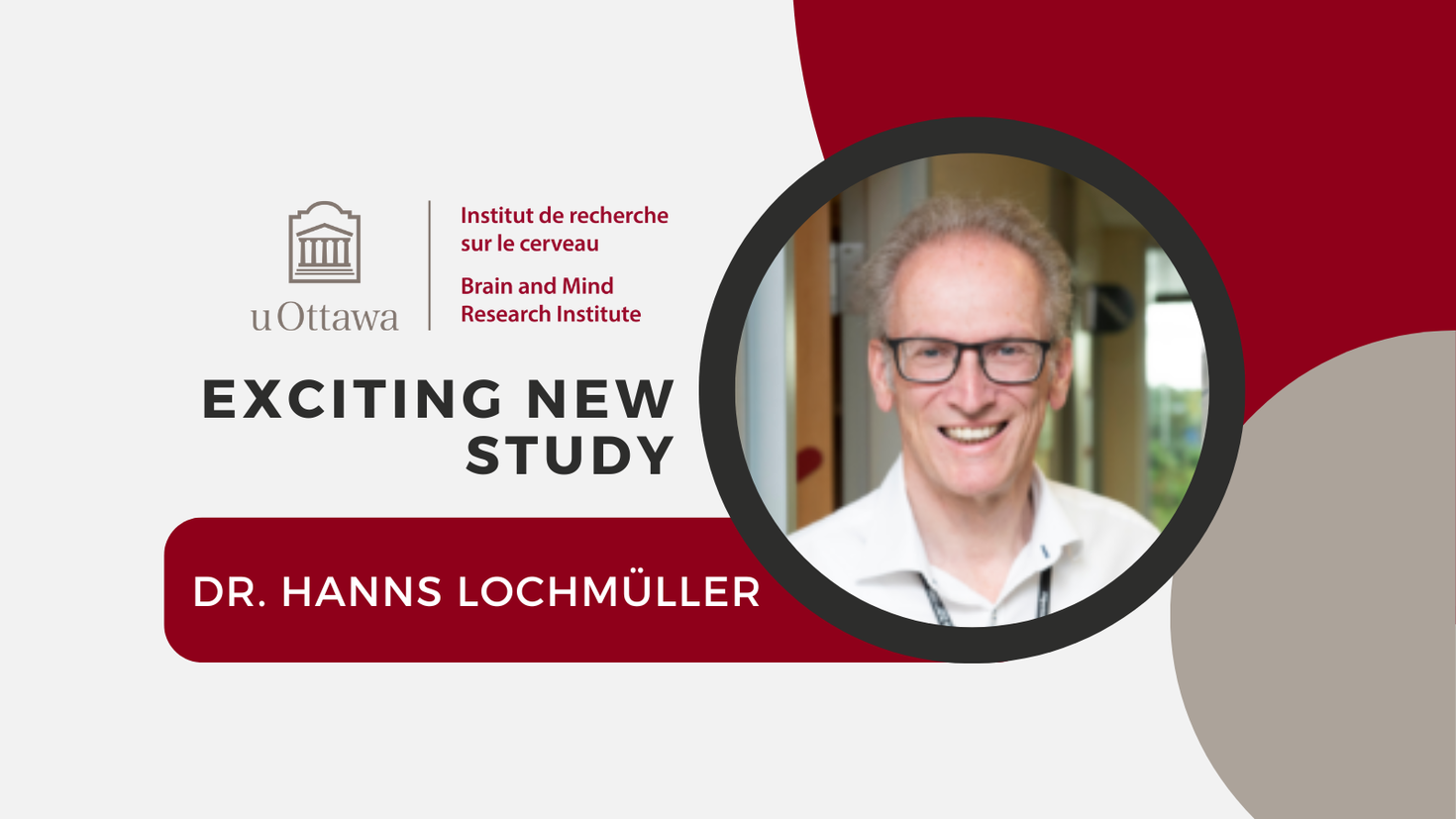 Banner with the text "Exciting new study. Dr. Hanns Lochmuller"