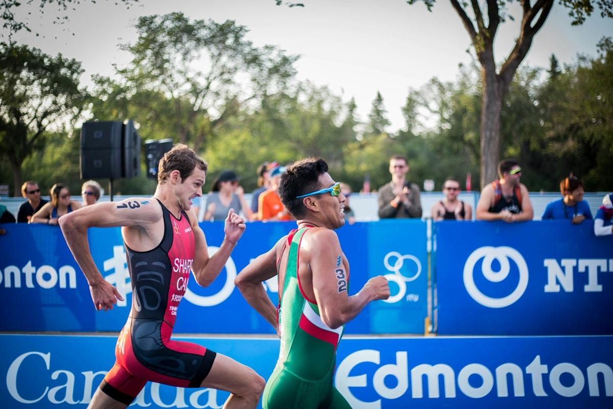 Runners in a World cup triathlon event in Edmonton
