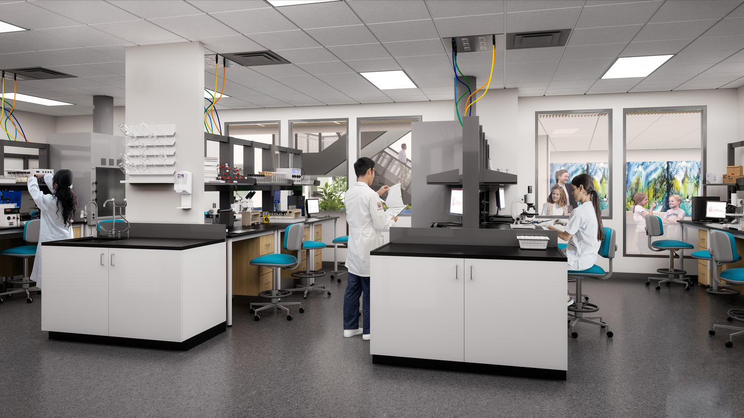 Rendering of a lab in the Advanced Medical Research Centre
