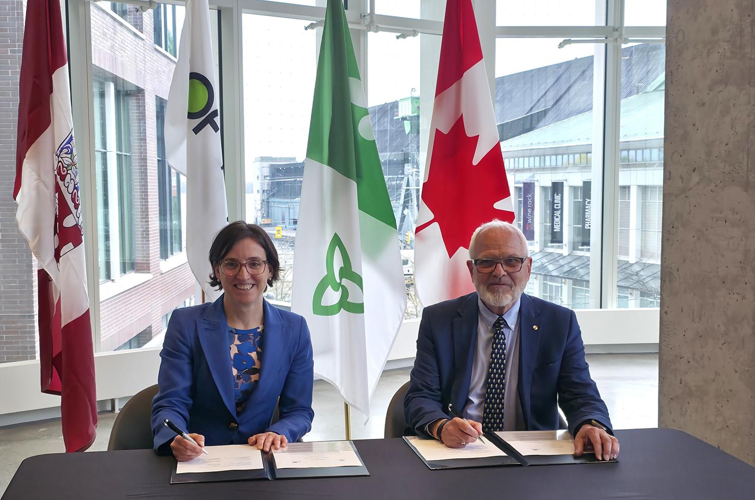 Marie-Eve Sylvestre, University of Ottawa President and Vice-Chancellor and Université de l'Ontario français President and Vice-Chancellor Normand Labrie