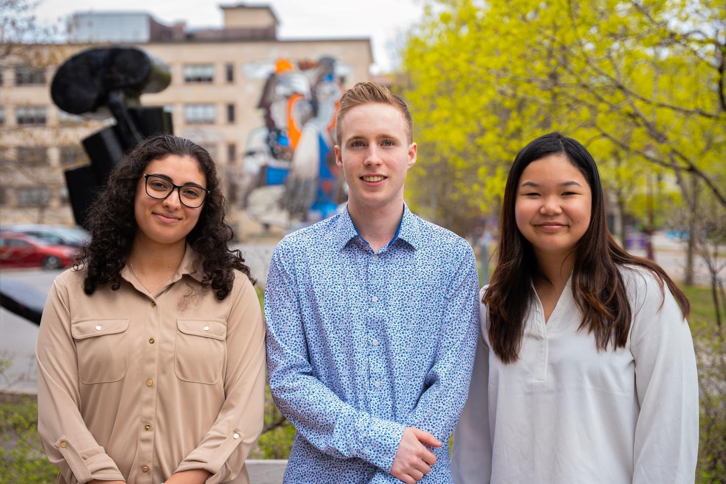 uOttawa students Rime Nasser Eddine, Aidan Fitzmaurice and Sophia Dang, who used a group self-directed course to develop a housing app for students.