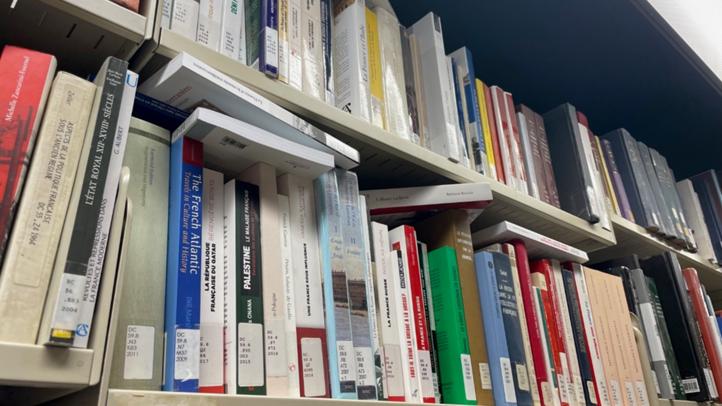 an overflowing MRT Library shelf on the 5th floor