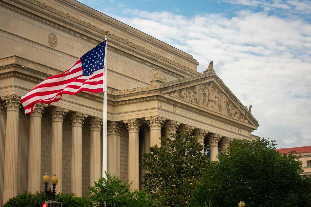 US flag outside Supreme Court