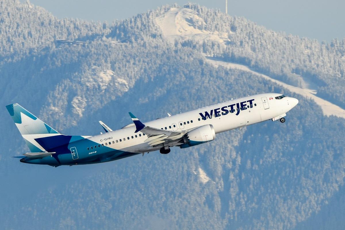 WestJet plane ascending