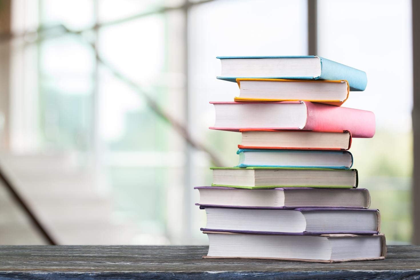 Stack of books on a table