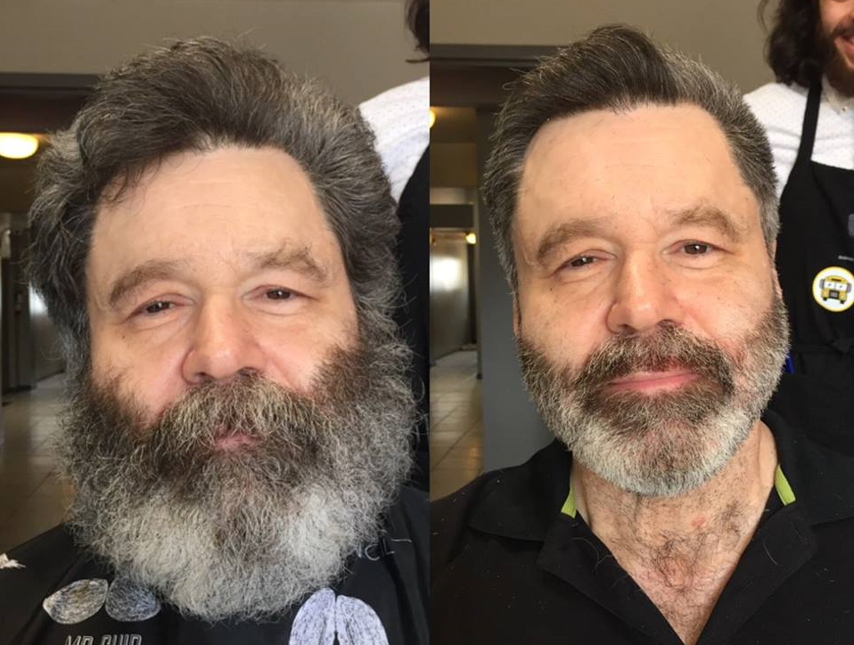 Client avant et après la coupe de cheveux.