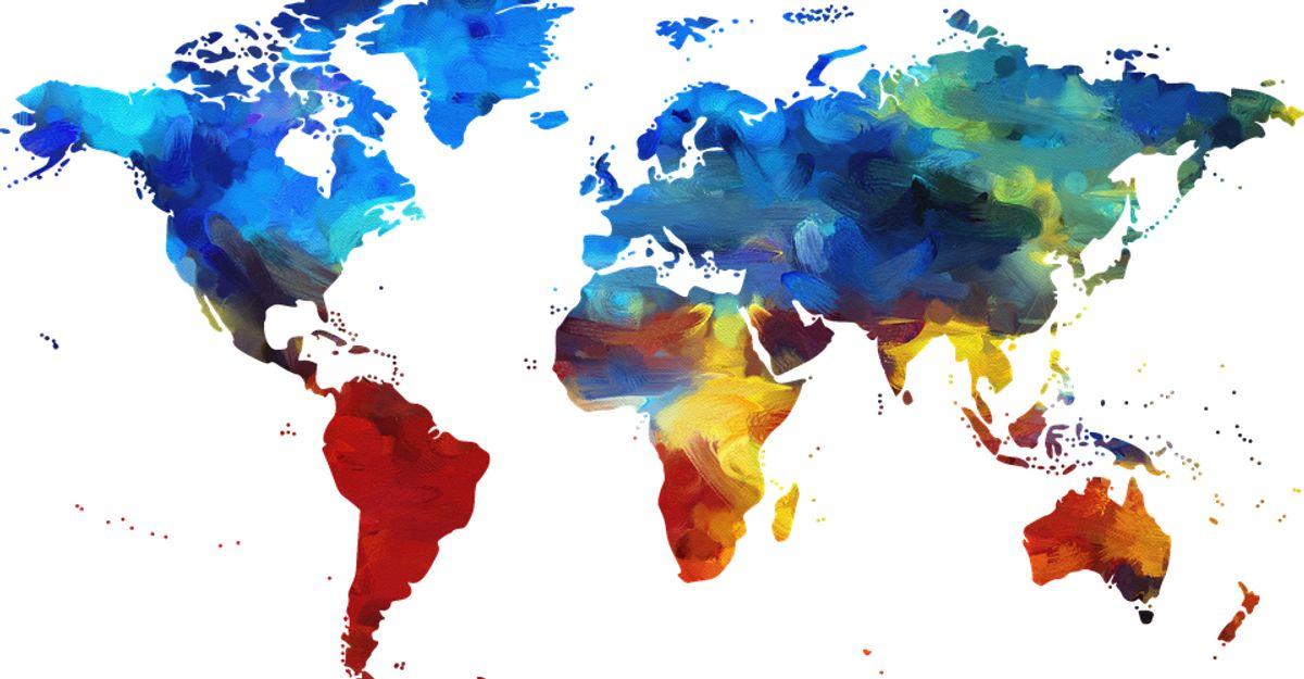 Carte du monde multicolore.