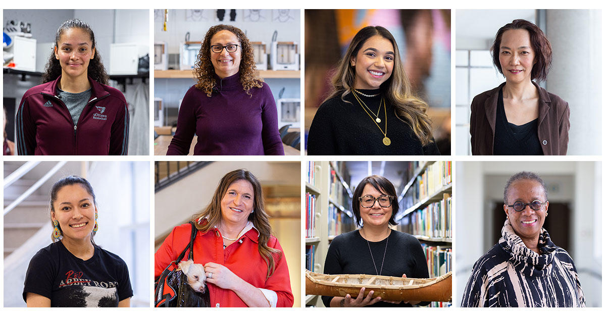 Collage of portraits eight women from diverse background
