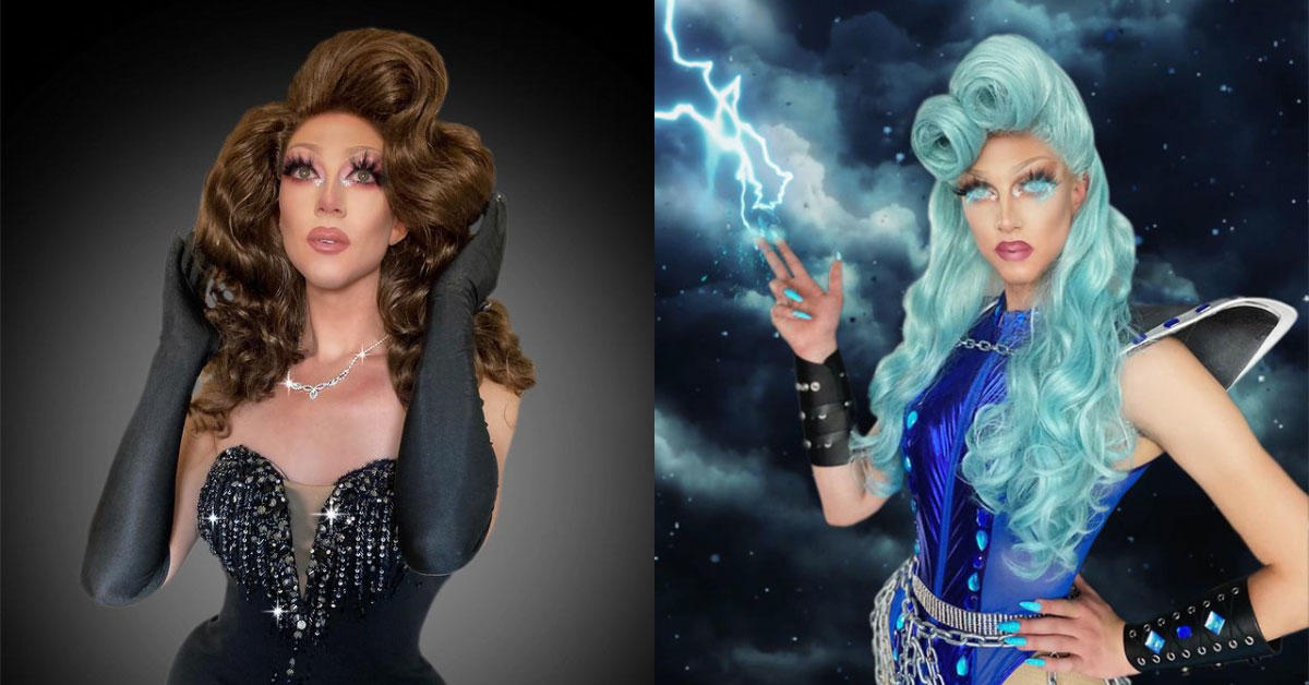 Jesse Lesniowski, posing as his drag persona, Saltina Shaker.