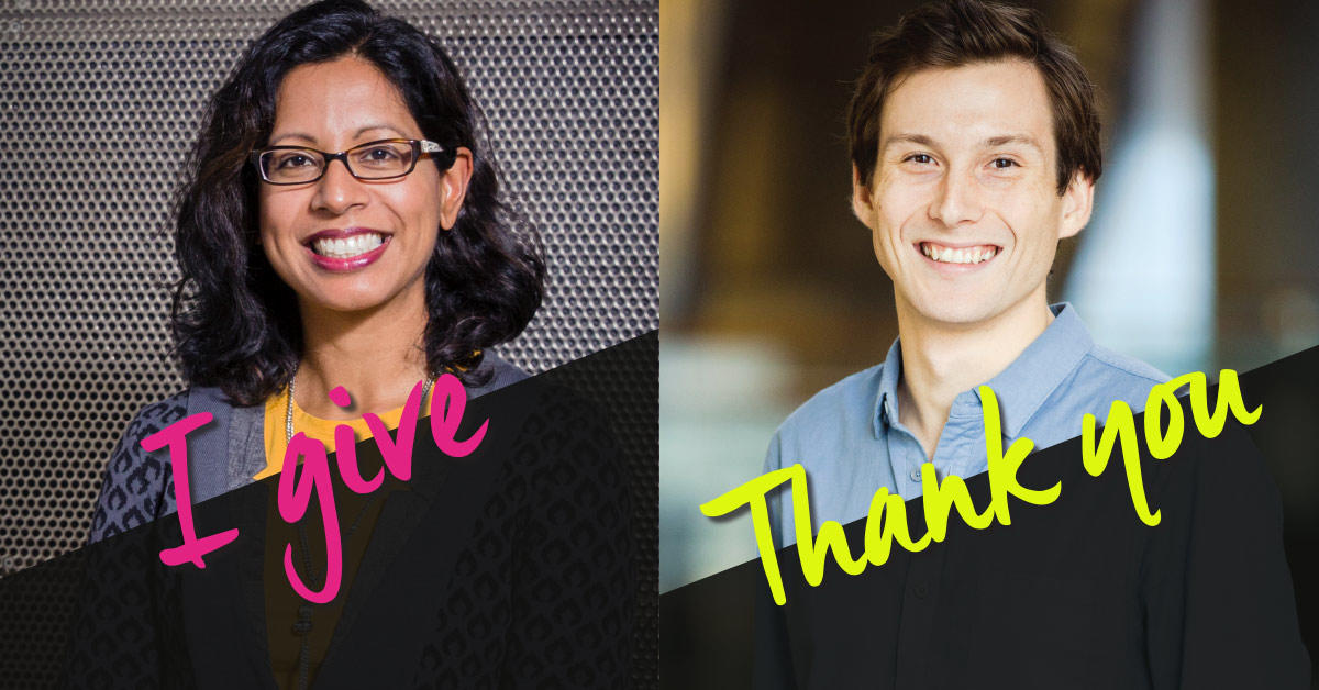 Les étudiants remercient les employés qui donnent.