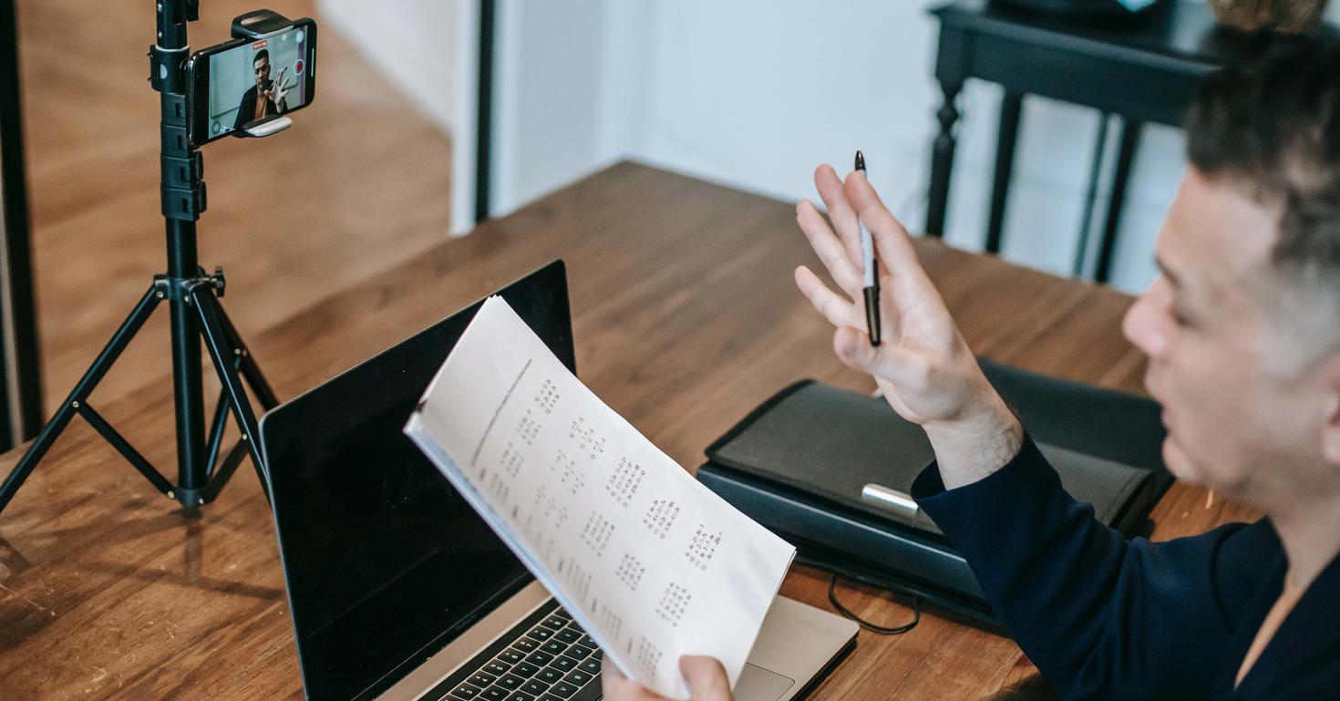 Professor presenting an online class