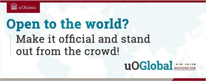 uOGlobal graphic with the words, “Open to the world? Make it official and stand out from the crowd!”