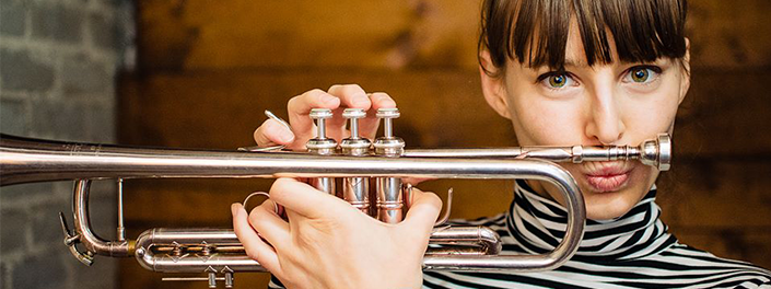 Nicole Stanson with her trumpet